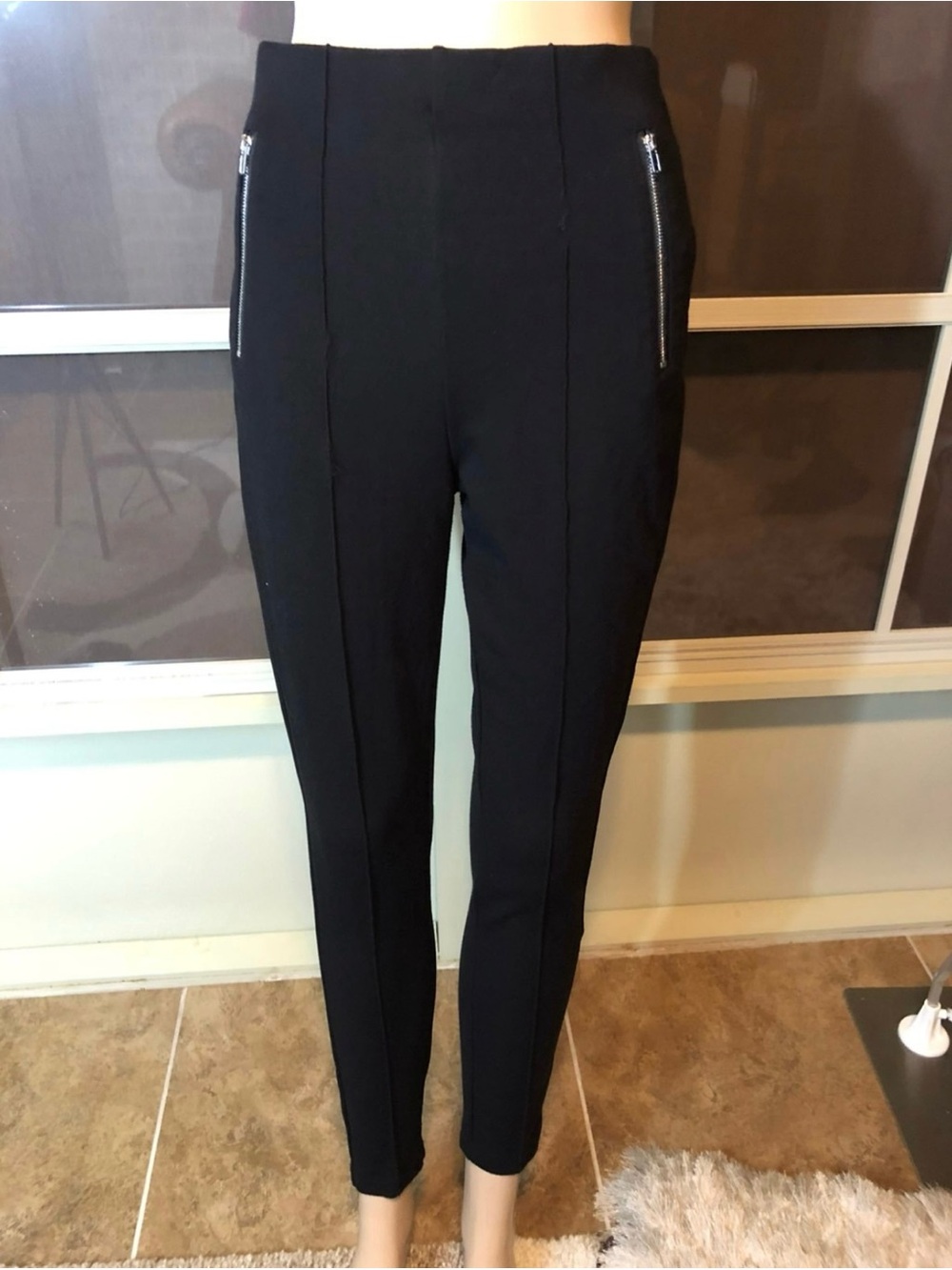 Forever 21 Black High-Waist Ponte Leggings with Zipper Pockets